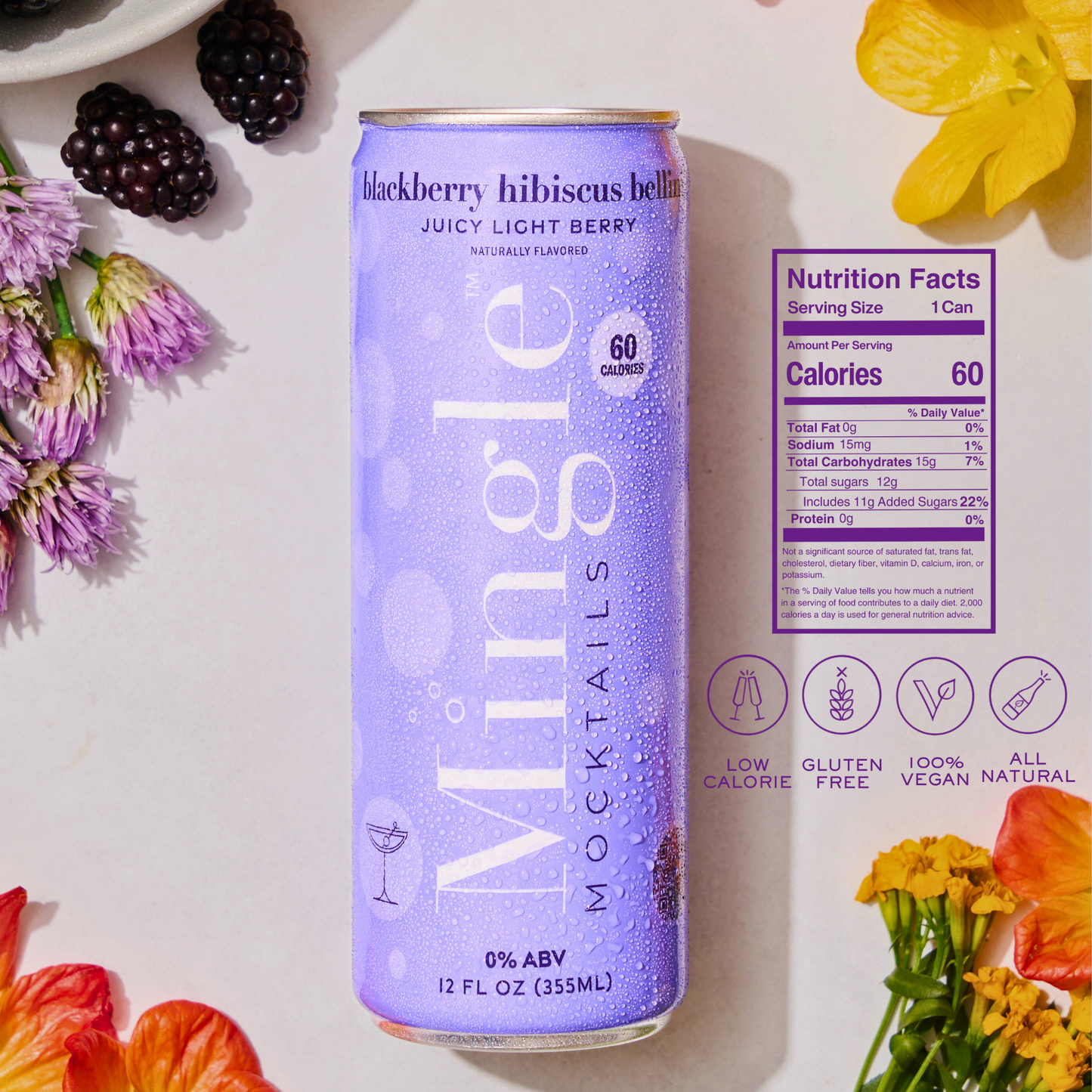 Blackberry Hibiscus Bellini by Mingle Mocktails - Non Alcoholic Beverages