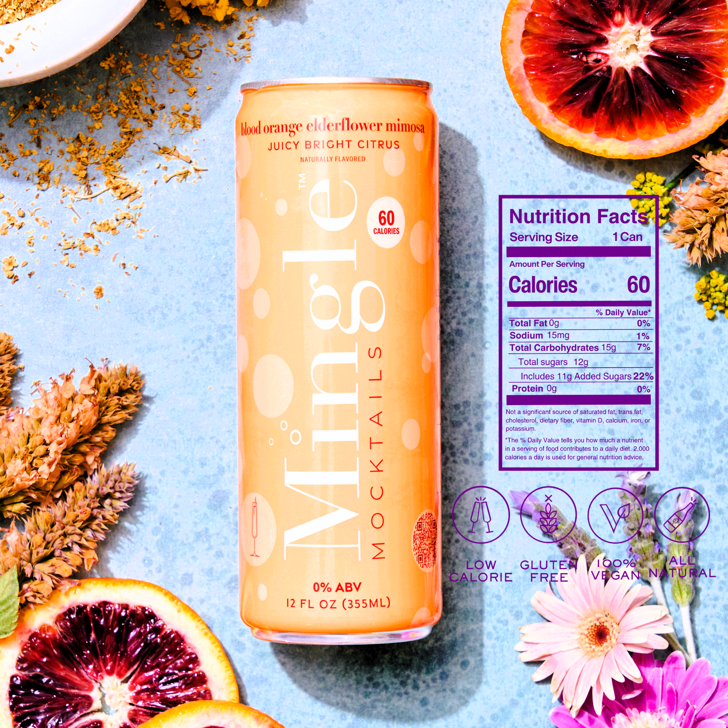 Blood Orange Elderflower Mimosa by Mingle Mocktails - Non Alcoholic Beverages