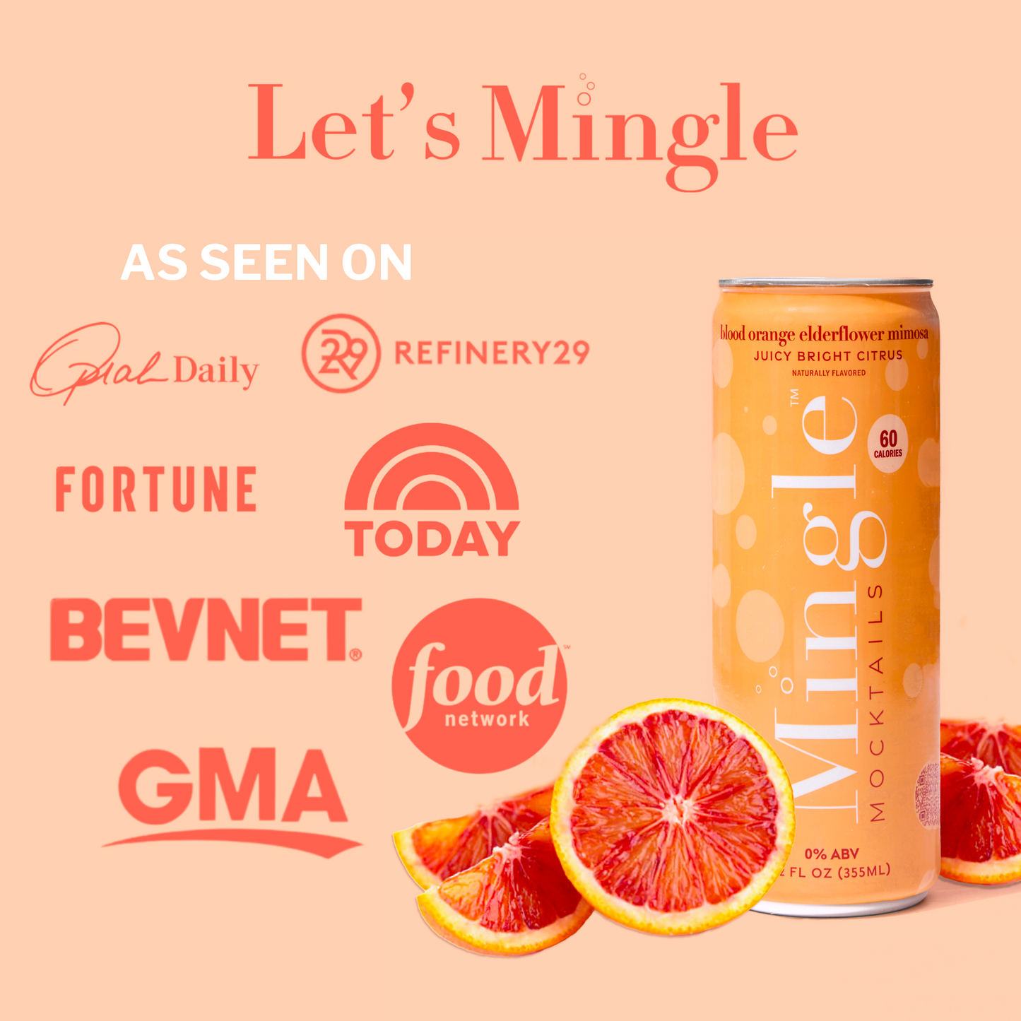 Blood Orange Elderflower Mimosa by Mingle Mocktails - Non Alcoholic Beverages