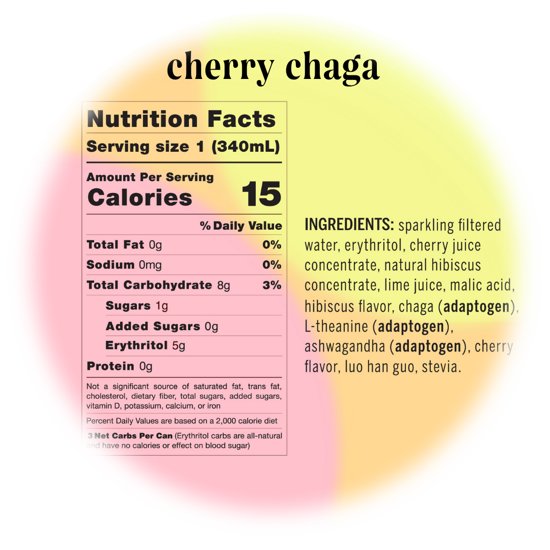 cherry chaga adaptogen drink (12-pack) by Moment | Drink Your Meditation